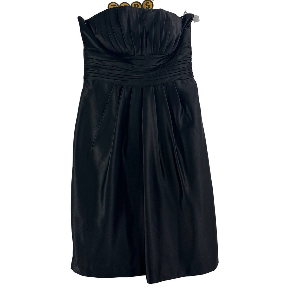 BILL LEVKOFF Strapless Black Satin Party Knee Length Cocktail Dress Size 10